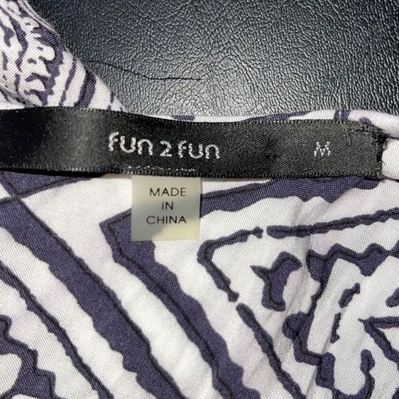 Fun2fun Women's 3/4 Sleeve Top Blouse Bohemian Geometric Tunic Black Size Medium - Picture 5 of 11